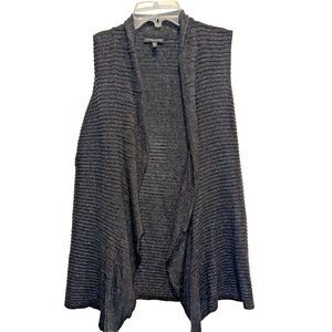 Eileen Fisher Open Sleeveless Cardigan Vest PM Wool Asymmetrical Quiet Luxury